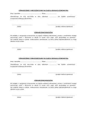 Health Education Absence Declaration
