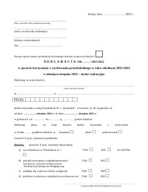 Polish Preschool Attendance Declaration