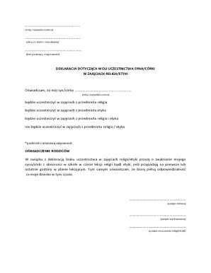 Religious and Ethics Participation Declaration