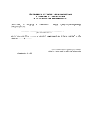 Resignation from Family Life Education Classes