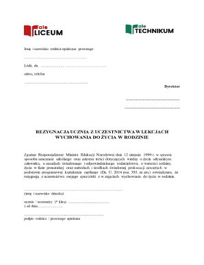 Resignation from Family Life Education Classes