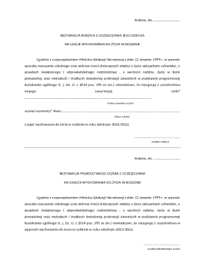 Parent or Student Resignation from Family Life Education