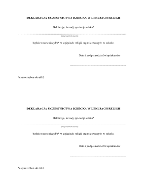 Religious Education Participation Declaration