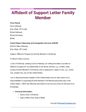 Affidavit of Support for Family Member