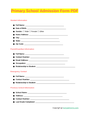Primary School Admission Form