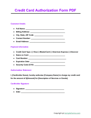Credit Card Authorization Form
