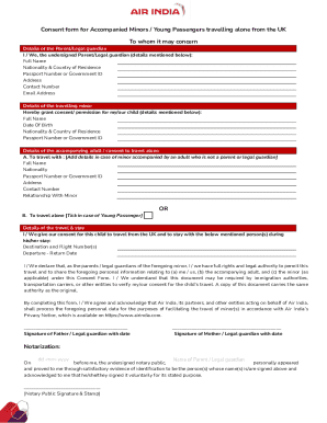 UK Minor Travel Consent Form