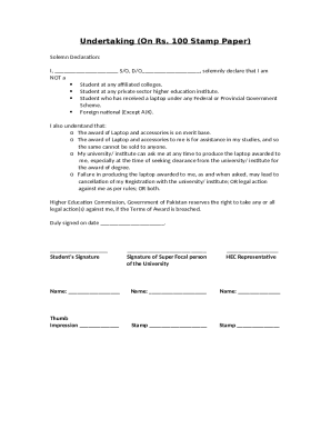 Laptop Award Undertaking