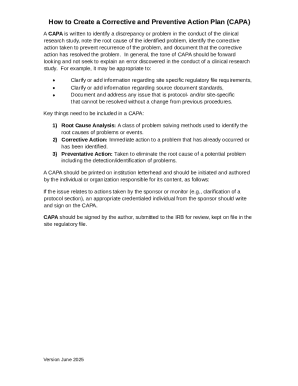 Corrective and Preventive Action Plan (CAPA) Template