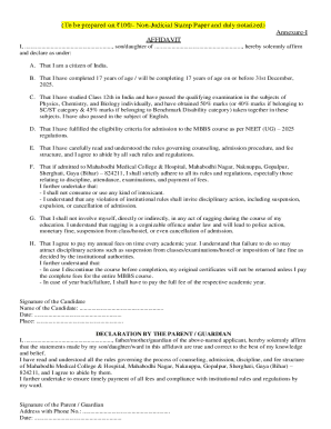 Affidavit for MBBS Admission