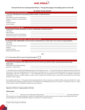 UK Travel Consent Form for Minors