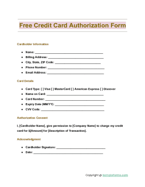 Credit Card Authorization Form