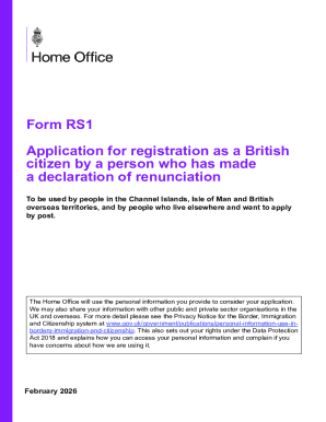 Form RS1 Application for British Citizenship