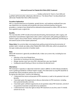 Informed Consent for PRF Treatment