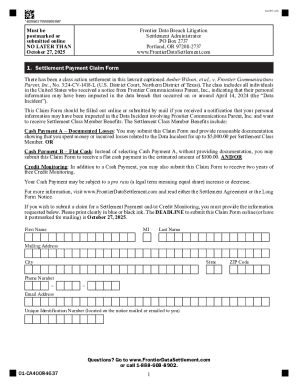 Frontier Data Breach Settlement Claim Form