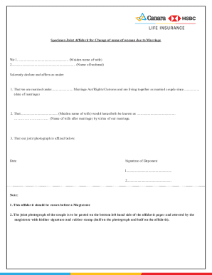 Joint Affidavit for Change of Name Due to Marriage