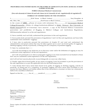 National Medical Commission Anti-Ragging Affidavit