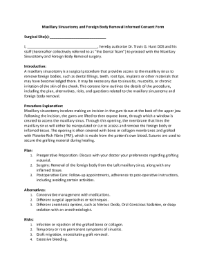 Maxillary Sinusotomy and Foreign Body Removal Consent Form