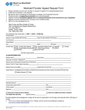 Medicaid Provider Appeal Request Form