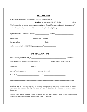 Export Declaration Form