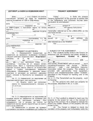 Bulgarian Tenancy Agreement