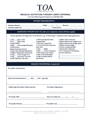 Medical Nutrition Therapy Referral Form