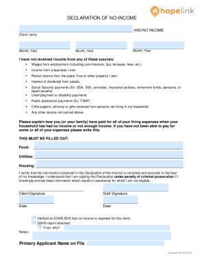 Declaration of No-Income