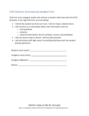 ELPA Screener Caregiver Form