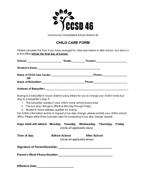 Child Care Form