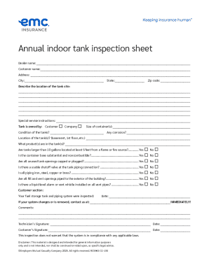 Annual Indoor Tank Inspection Form