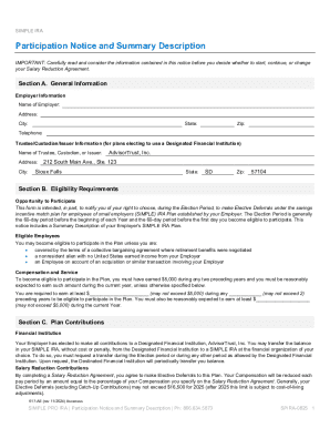 SIMPLE IRA Participation Notice and Summary Description