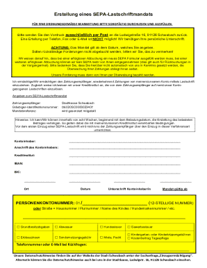 SEPA Direct Debit Mandate Form