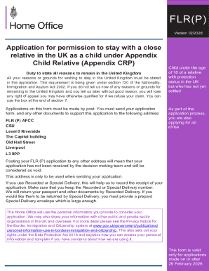 UK FLR(P) Application for Child Relative