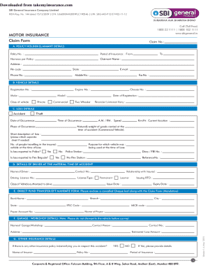 SBI General Motor Insurance Claim Form