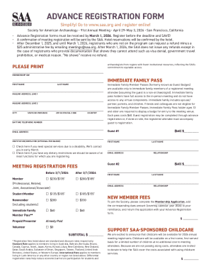 Society for American Archaeology Annual Meeting Registration Form