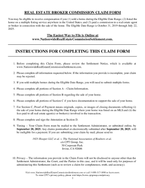 Real Estate Broker Commission Claim Form