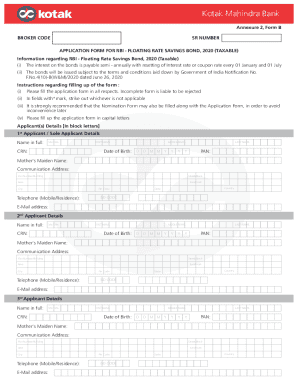RBI Floating Rate Savings Bond Application Form