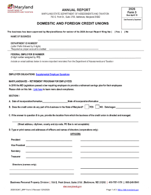 Maryland Annual Report for Credit Unions