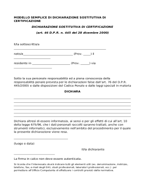 Italian Self-Certification Declaration Form
