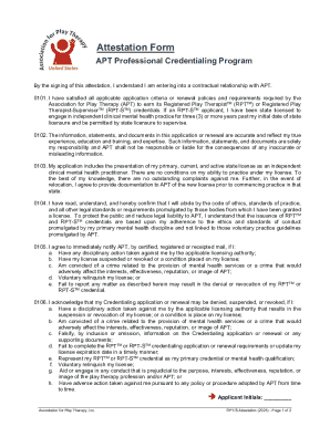 APT Professional Credentialing Program Attestation Form