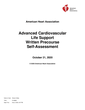 Advanced Cardiovascular Life Support Precourse Self-Assessment