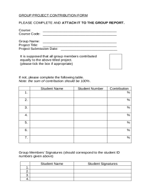 Group Project Contribution Form