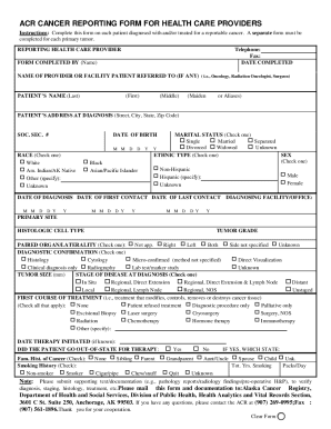 ACR Cancer Reporting Form for Health Care Providers