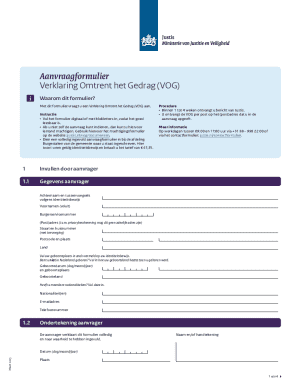Verklaring Omtrent het Gedrag (VOG) Application Form