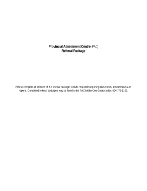 Provincial Assessment Centre Referral Package