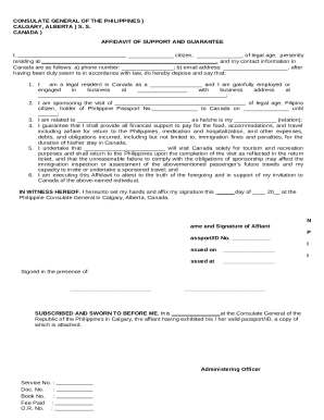 Affidavit of Support and Guarantee