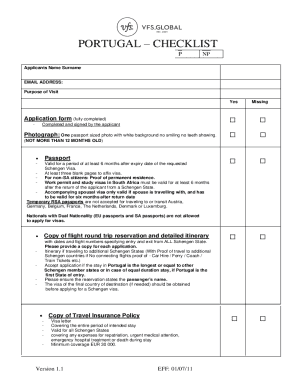 Portugal Schengen Visa Checklist
