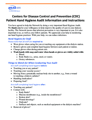 CDC Dialysis Hand Hygiene Audit Form
