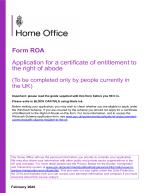 UK Right of Abode Application Form