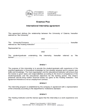 Erasmus Plus International Internship Agreement
